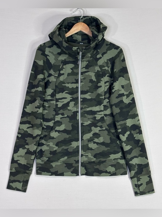 lululemon athletica Tops - Lululemon Camo Zip Hoodie Scuba Style Green Athletic Jacket Sz 12